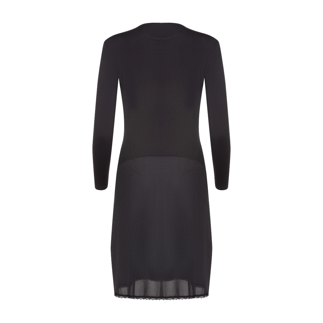 Black2-long sleeve nursing shell slip with zippers, with adjust-a-neck