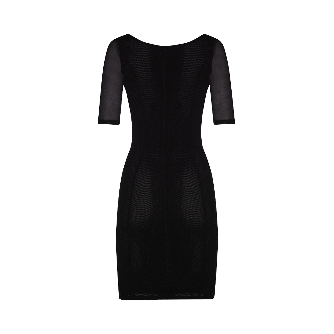 Gemsli-firm control open bust shaper slip with short sleeves