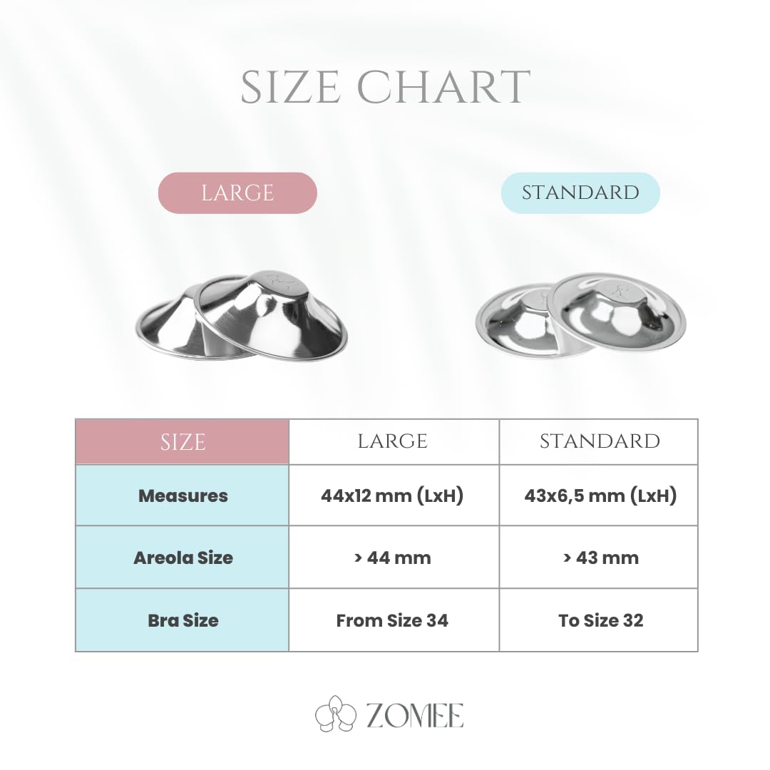 Zomee Original Silver Nursing Cups-Size