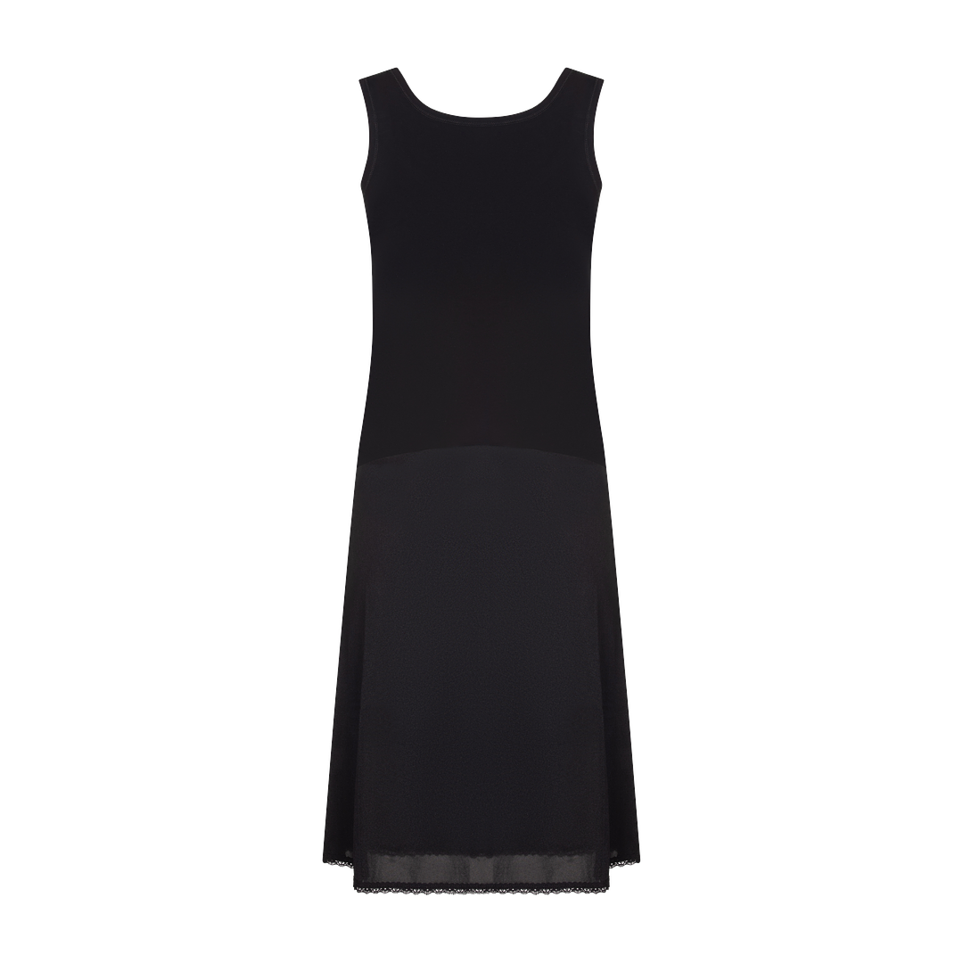 Black-nursing full slip with clips, cotton top nylon bottom