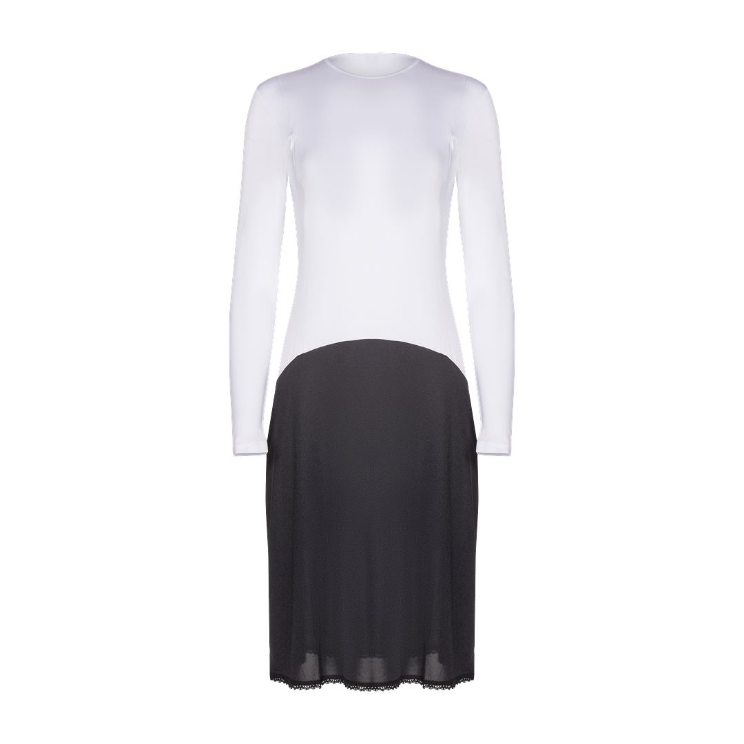 long sleeve nursing shell slip with zippers, with adjust-a-neck